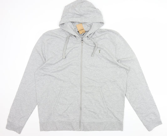 Next Men's Grey 2XL Full Zip Hoodie with Logo