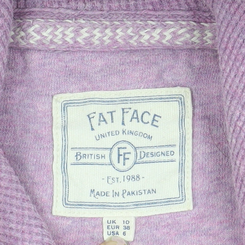 Fat Face Womens Pink Hoodie UK 10 Pullover Cotton Blend Hooded Sweatshirt
