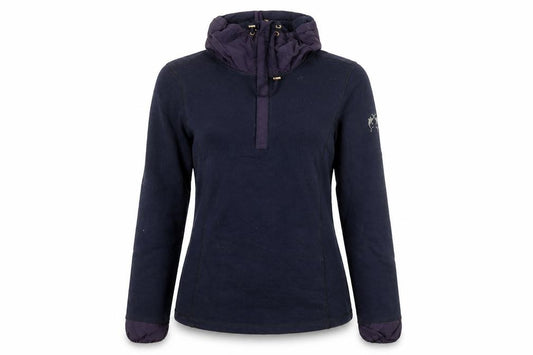 Front view of Lisa Campione women’s navy pullover hoodie, size UK 10, cotton blend