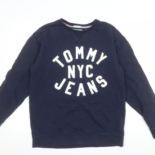 Tommy Jeans Men's Blue Small Relaxed Fit Logo Sweatshirt