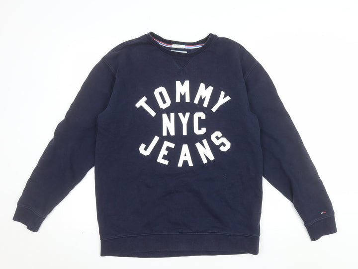 Tommy Jeans Men's Blue Small Relaxed Fit Logo Sweatshirt