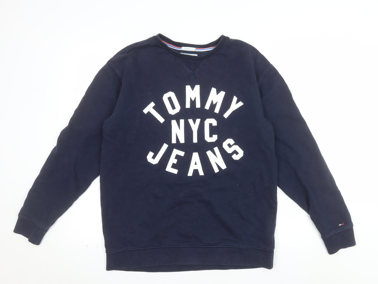 Tommy Jeans Men's Blue Small Relaxed Fit Logo Sweatshirt