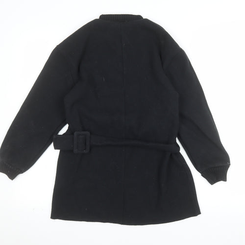 Zara Women Black Belted Shift Dress Size S Long Sleeve Classic