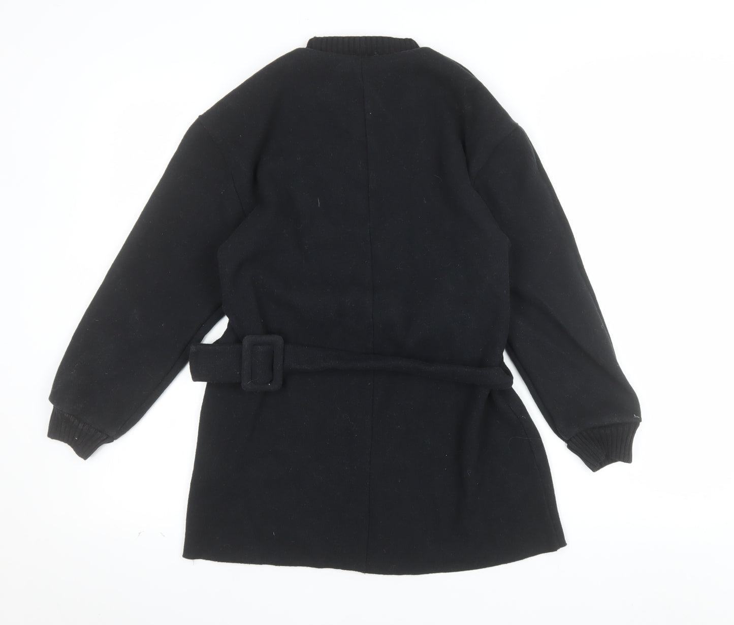 Zara Women Black Belted Shift Dress Size S Long Sleeve Classic