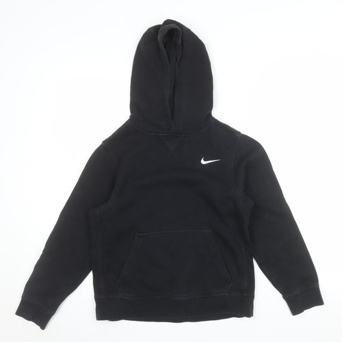 Nike Boys Black Pullover Hoodie M 10-12 Years Cotton Blend Logo Sweatshirt