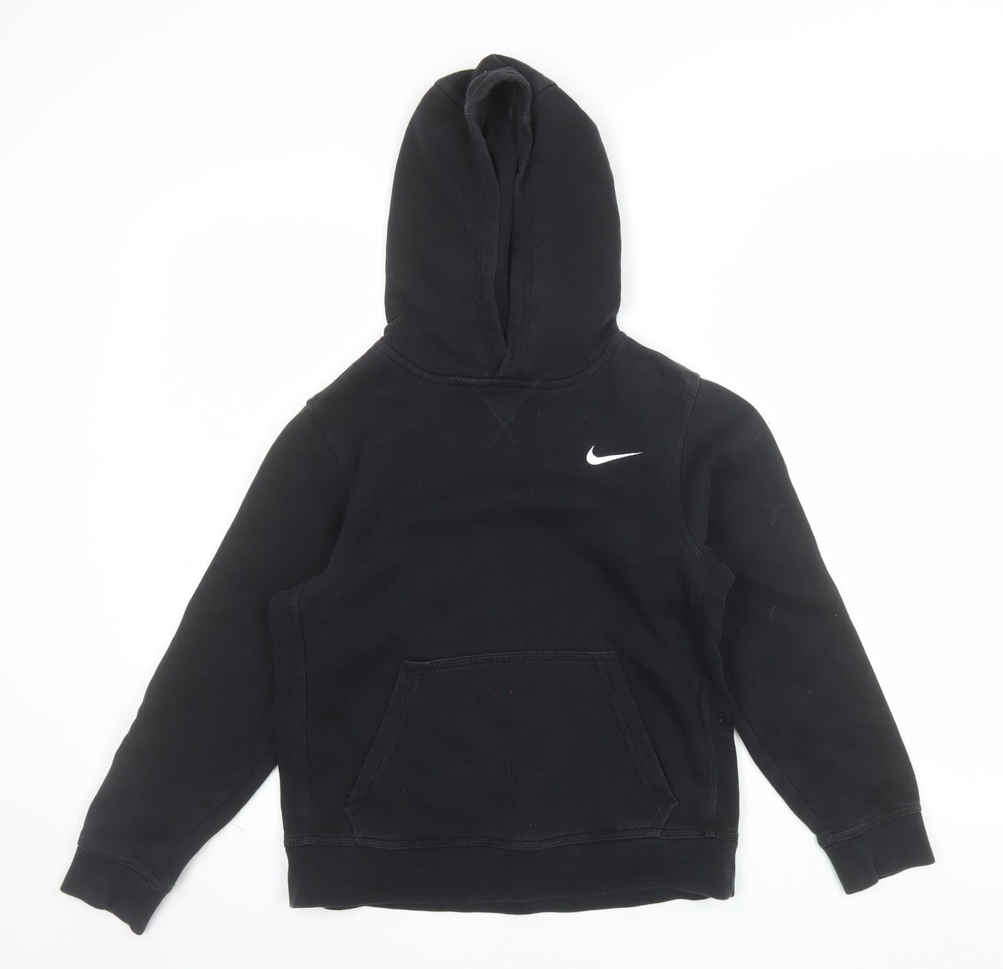 Nike Boys Black Pullover Hoodie M 10-12 Years Cotton Blend Logo Sweatshirt