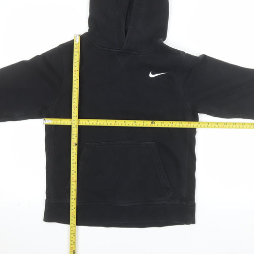 Nike Boys Black Pullover Hoodie M 10-12 Years Cotton Blend Logo Sweatshirt
