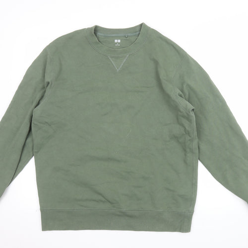 Uniqlo Men’s Green M Crew Neck Cotton Pullover Sweatshirt