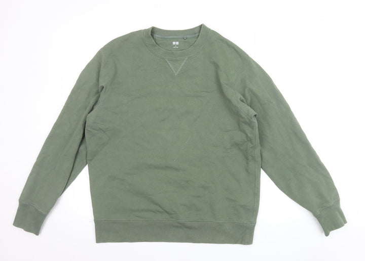 Uniqlo Men’s Green M Crew Neck Cotton Pullover Sweatshirt