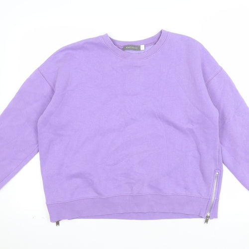Mint Velvet Women Purple Cotton Blend Zip Detail Sweatshirt Size M