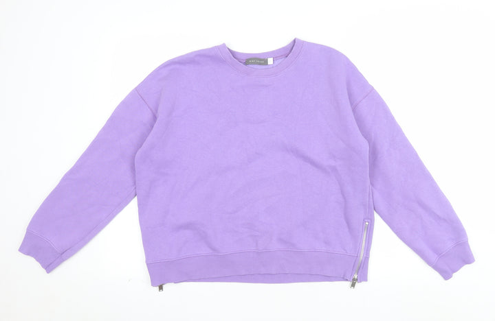 Mint Velvet Women Purple Cotton Blend Zip Detail Sweatshirt Size M