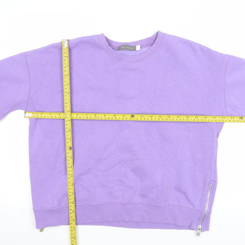 Mint Velvet Women Purple Cotton Blend Zip Detail Sweatshirt Size M