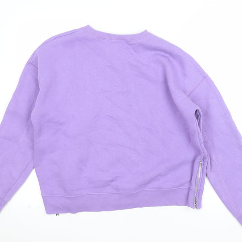 Mint Velvet Women Purple Cotton Blend Zip Detail Sweatshirt Size M