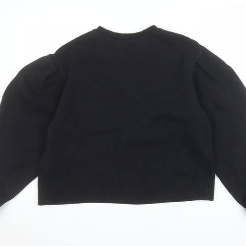 Zara Womens Black Studded Pullover Sweatshirt Size M Cotton Blend