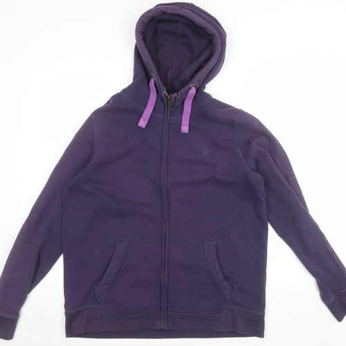 Fat Face Womens Purple Full Zip Hoodie Size UK 16 Cotton Blend