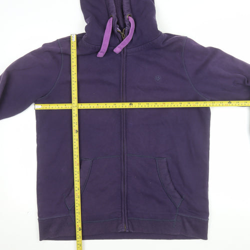 Fat Face Womens Purple Full Zip Hoodie Size UK 16 Cotton Blend