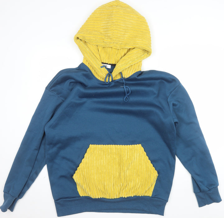 ChArmkpR Men's Blue & Yellow Pullover Hoodie Size L Fleece