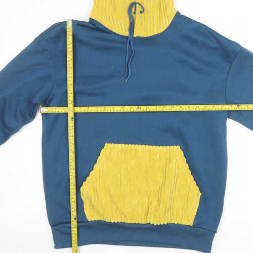 ChArmkpR Men's Blue & Yellow Pullover Hoodie Size L Fleece