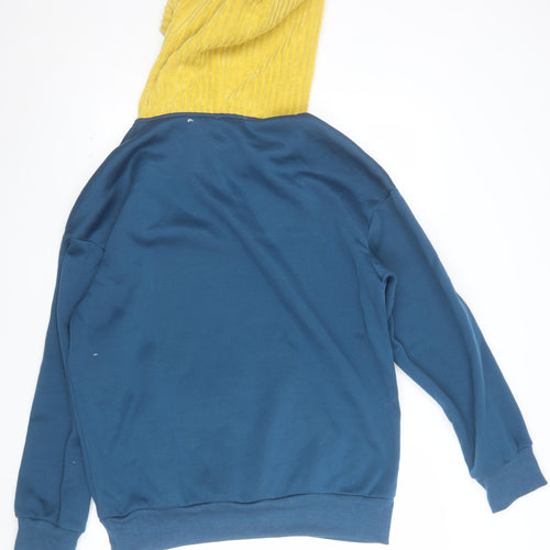 ChArmkpR Men's Blue & Yellow Pullover Hoodie Size L Fleece