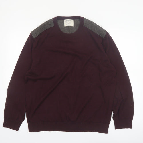 Burton Menswear Men's Brown XL Cotton Crew Neck Pullover Jumper