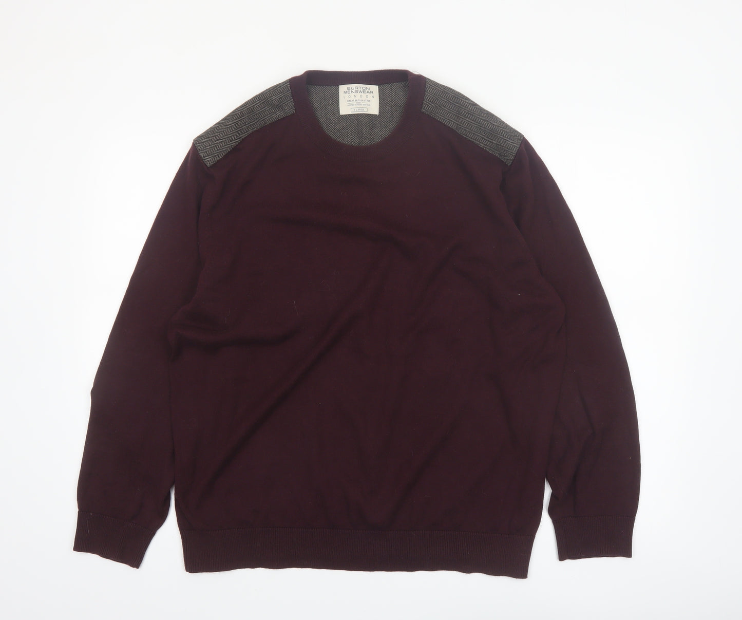Burton Menswear Men's Brown XL Cotton Crew Neck Pullover Jumper