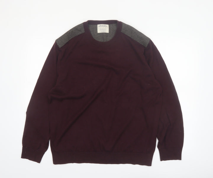 Burton Menswear Men's Brown XL Cotton Crew Neck Pullover Jumper