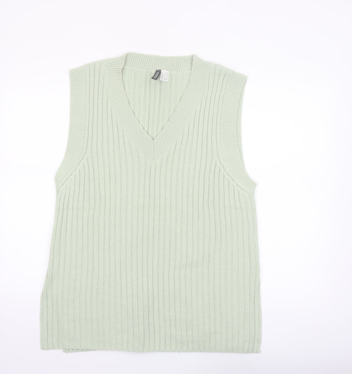 H&M Divided Women’s Green Sleeveless V-Neck Knit Vest Size 12