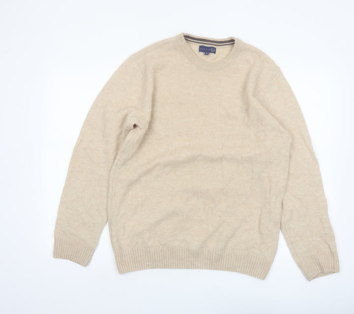 Lincoln Men's Beige Wool Blend Pullover Jumper M