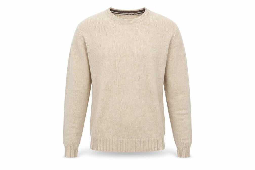 Front view of Lincoln Men's Beige Wool Blend jumper M