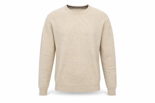 Front view of Lincoln Men's Beige Wool Blend jumper M