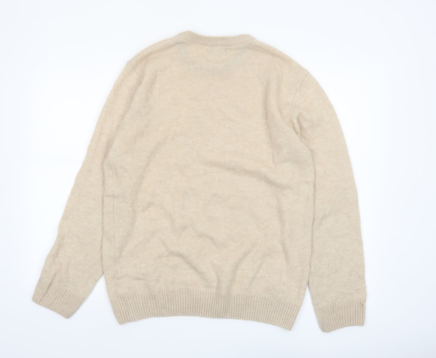 Lincoln Men's Beige Wool Blend Pullover Jumper M