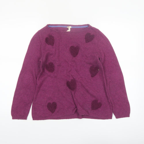 White Stuff Women's Purple Heart Knit Jumper Size 8