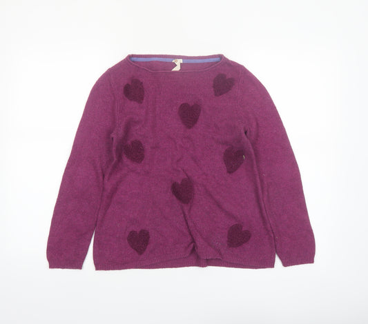 White Stuff Women's Purple Heart Knit Jumper Size 8