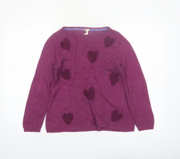White Stuff Women's Purple Heart Knit Jumper Size 8