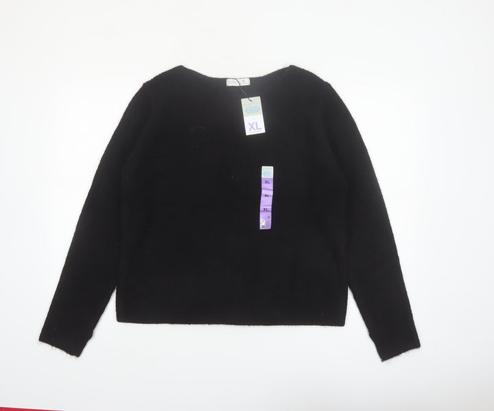 Primark Womens Black XL Crew Neck Long Sleeve Knit Jumper
