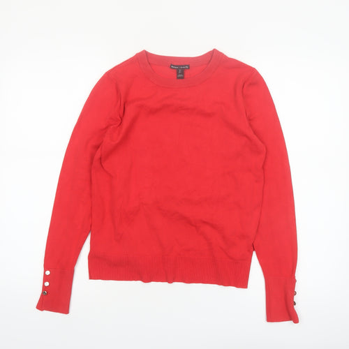 River Island Women's Red Crew Neck Long Sleeve Jumper Size 12