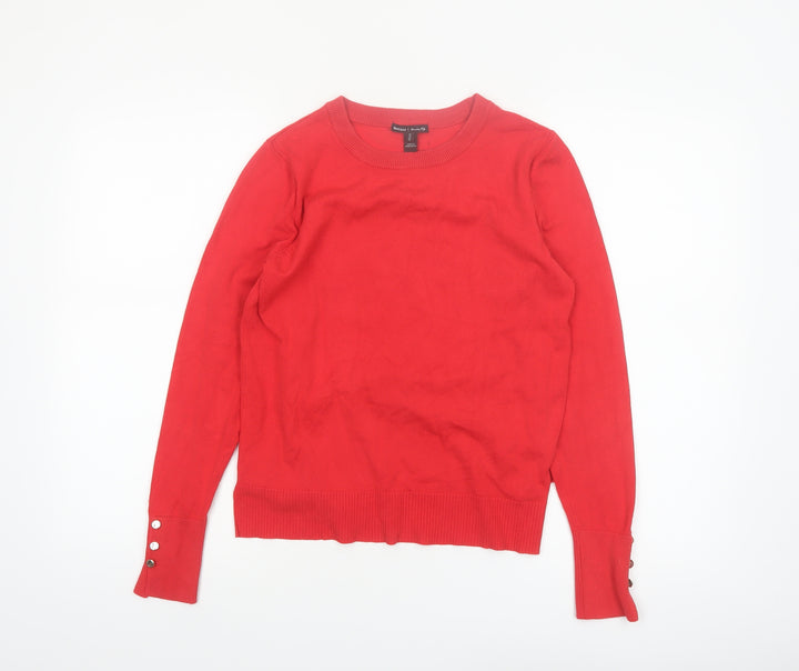 River Island Women's Red Crew Neck Long Sleeve Jumper Size 12