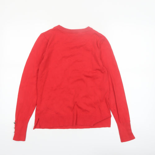 River Island Women's Red Crew Neck Long Sleeve Jumper Size 12