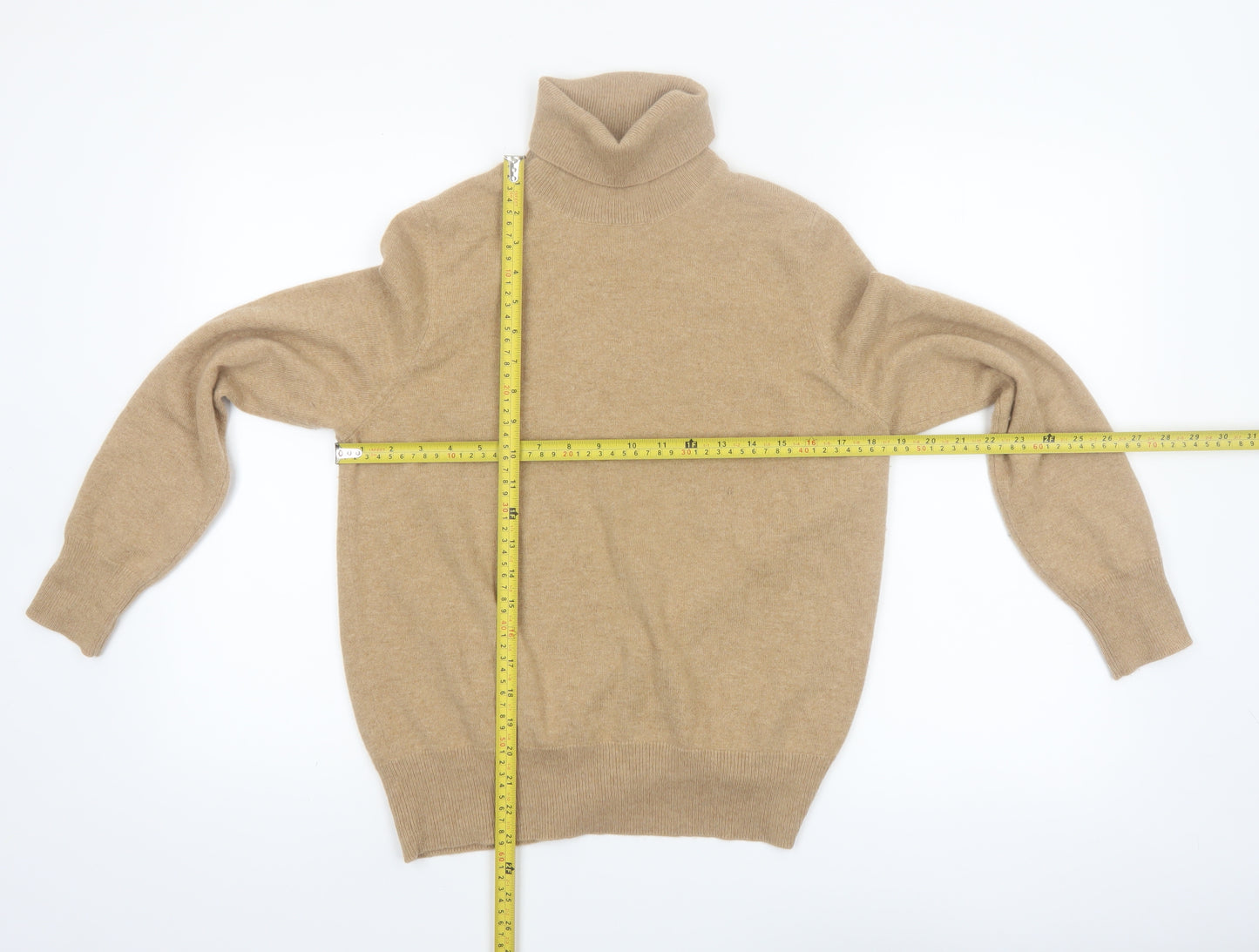 Marks and Spencer Autograph Women Beige Roll Neck Pure Cashmere Jumper Size 14