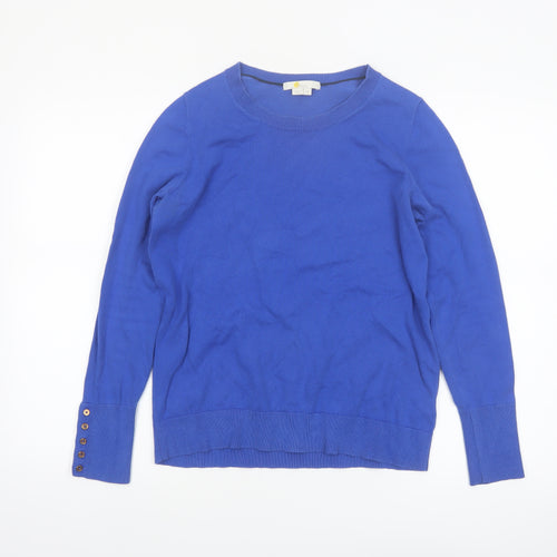 Boden Women Blue Cotton Crew Neck Jumper Medium