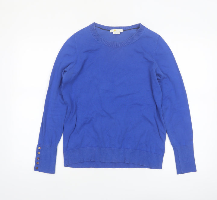Boden Women Blue Cotton Crew Neck Jumper Medium
