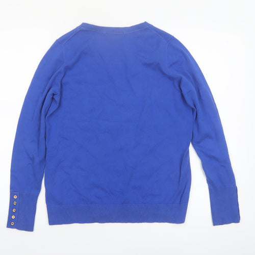 Boden Women Blue Cotton Crew Neck Jumper Medium