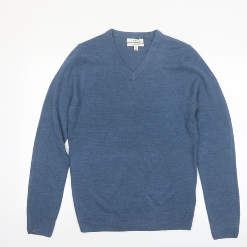 Marks and Spencer Men's Blue V-Neck Acrylic Jumper Size S Regular