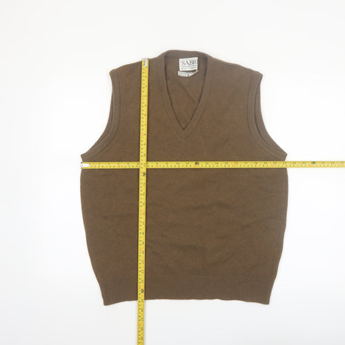 Sabre Men's Brown Lambswool Sleeveless V-Neck Vest Jumper XL