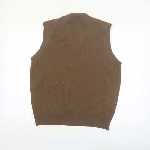Sabre Men's Brown Lambswool Sleeveless V-Neck Vest Jumper XL