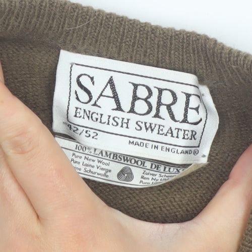 Sabre Men's Brown Lambswool Sleeveless V-Neck Vest Jumper XL