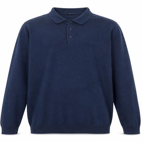 George Mens Blue Collared Henley Cotton Jumper Size L