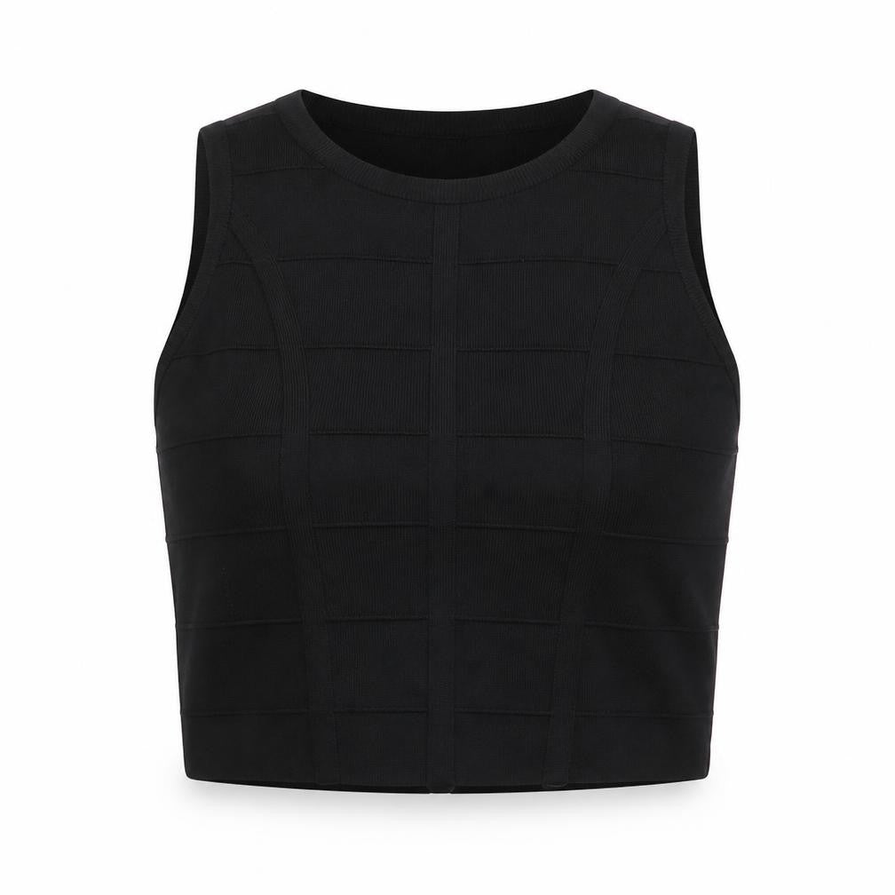 adL Women's Black Cropped High Neck Sleeveless Tank Top Size S