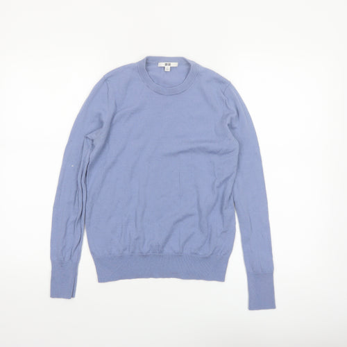 Uniqlo Women Blue Wool Crew Neck Pullover Jumper Size S