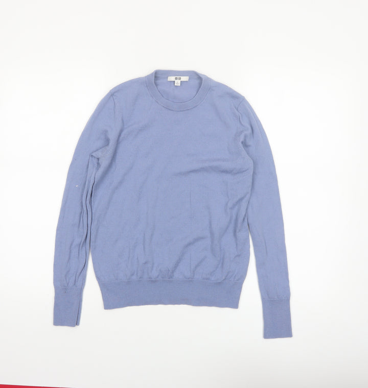 Uniqlo Women Blue Wool Crew Neck Pullover Jumper Size S